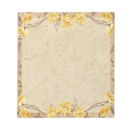 Vintage gula rosor Blommig Anteckningsblock