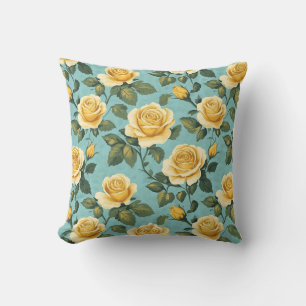 Vintage gula rosor - Elegant botanisk design Kudde