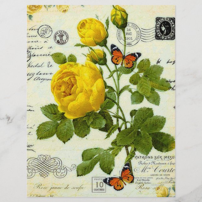 Vintage gula rosor origami papper (Framsida)