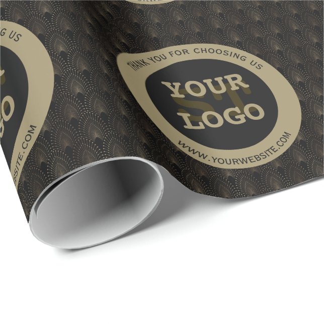 Vintage Guld Art Deco Monogram Presentpapper (Rullad Hörn)