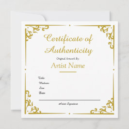 Vintage Guld Autentiseringscertifikat för konst