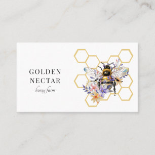 Vintage Guld Bee Logotyp Honeybee biodling Visitkort