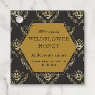 vintage guld bi drottning apiary monogram honung b gåvor etiketter