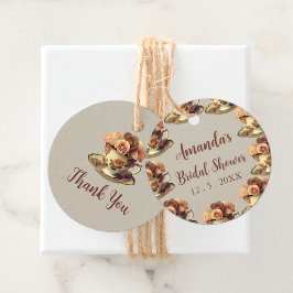 Vintage Guld Blommig Tekalas Bröllopsdusch Gåvor Etiketter