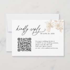 Vintage guld blommiga QR-kod Bröllop RSVP-kort OSA Kort