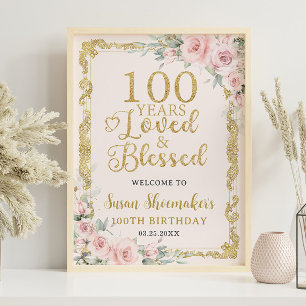 Vintage Guld Blommigt 100 år utan blommor Poster