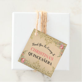 Vintage Guld Blommigt Quinceañera Välkommen Gåvor Etiketter