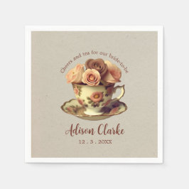 Vintage Guld Blommigt Tea Party Möhippa Pappersservett