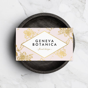 Vintage Guld Blommönster om Rosa Designer Visitkort