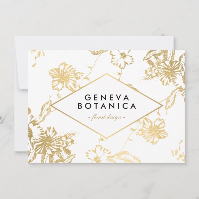 Vintage Guld Blommönster White Gift Certificate (Framsida)
