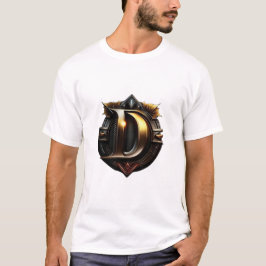 Vintage Guld Bokstav "D" T Shirt
