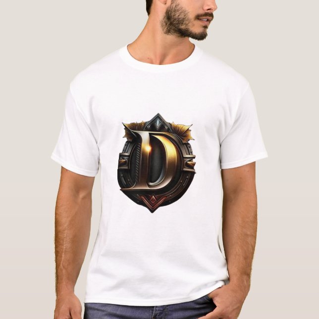 Vintage Guld Bokstav "D"  T Shirt (Framsida)