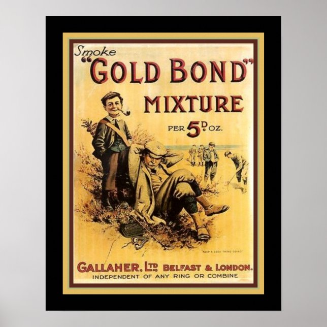 Vintage "Guld Bond" Pipe Tobacco AD Poster (Framsidan)