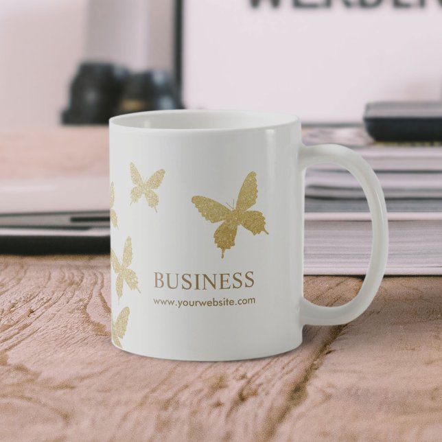 Vintage Guld Butterflies Elegant Business Kaffemugg (Skapare uppladdad)