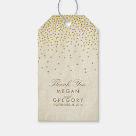 Vintage Guld Confetti Bröllop Presentetikett