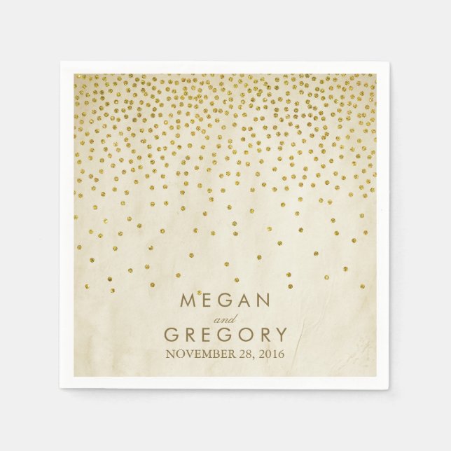 Vintage Guld Confetti Pappersservett (Framsidan)