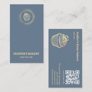 Vintage guld cuptårta bakverk QR-kod Visitkort