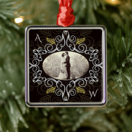 Vintage Guld Deco Ram Festive Foliage Chic Photo Julgransprydnad Metall