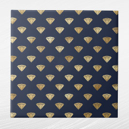 Vintage Guld Diamond Art Deco Navy Blue Kakelplatta