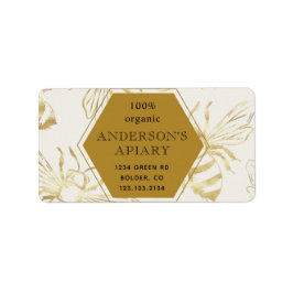 vintage guld drottning bee apiary returadress adressetikett