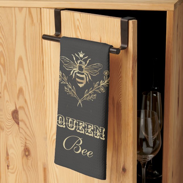 Vintage Guld Drottningbin Kökshandduk (Thirds Fold)