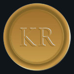 Vintage Guld Elegant Monogram Vax säl Runt Klistermärke<br><div class="desc">Vintage Guld Elegant Monogram Vax säl</div>