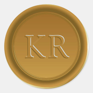 Vintage Guld Elegant Monogram Vax säl Runt Klistermärke