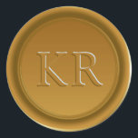 Vintage guld elegant monogram vaxsigill runt klistermärke<br><div class="desc">Vintage guld elegant monogram vaxsigill</div>