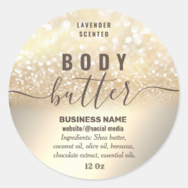 Vintage guld-etikett för glitteluckssmör runt klistermärke