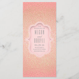 Vintage Guld Glitter Konfetti Rosa Bröllopsprogram Program