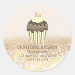 Vintage guld Glittery Homemade muffinsar och sötsa Runt Klistermärke