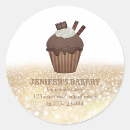 Vintage guld Glittery Homemade muffinsar och sötsa Runt Klistermärke
