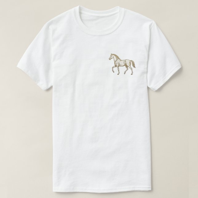 Vintage Guld Häst Grafisk T-Shirt (Design framsida)