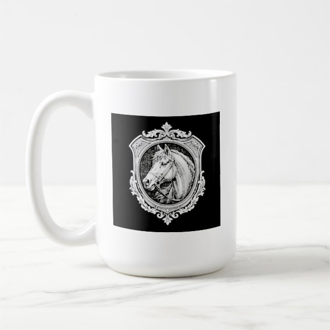 Vintage Guld Hästporträtt Utförlig Konst Kaffemugg (Vänster)