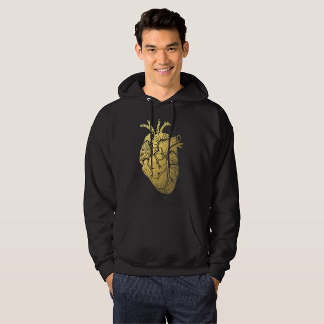 Vintage Guld Heart Manar Hooded Sweatshirt (Hel framsida)