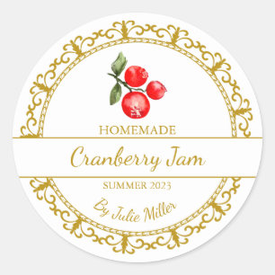Vintage Guld Homemade Cranberry Sylt etikett