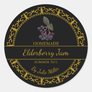 Vintage Guld Homemade Elderberry Sylt etikett