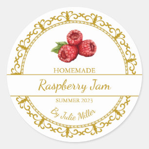 Vintage Guld Homemade Raspberry Sylt etikett