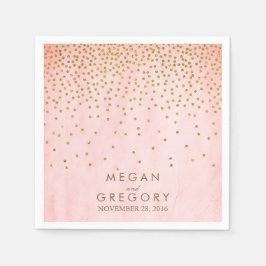 Vintage Guld Konfetti Rosa Pappersservett