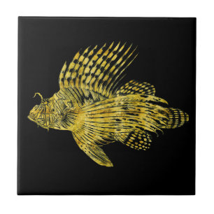 Vintage guld lejon fiskretro Hawaii Kakelplatta