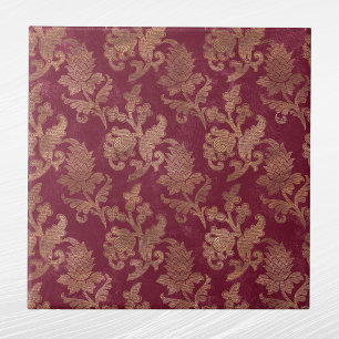 Vintage Guld Maron Blommigt Damask Kakelplatta