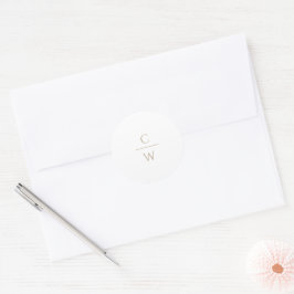 Vintage Guld Monogram Klassisk Modern Bröllop Runt Klistermärke