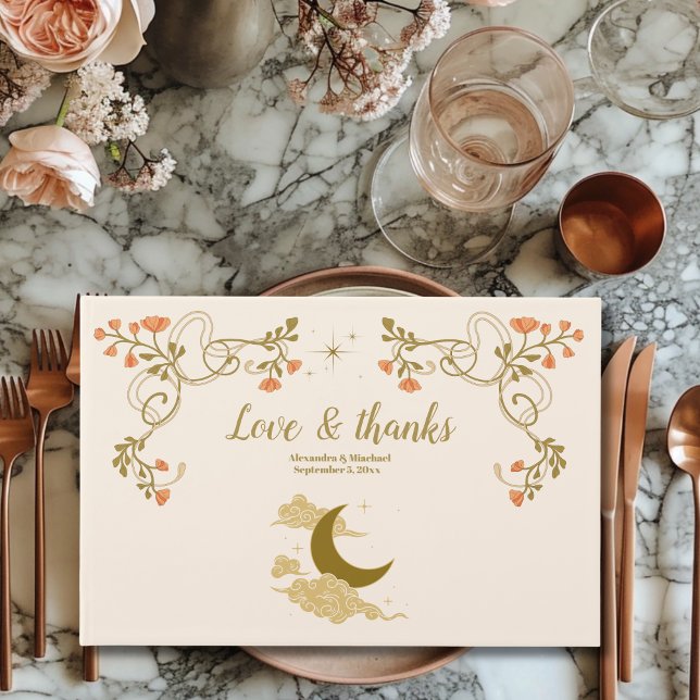 Vintage Guld Mystical Botanical Bröllop Gästböcker (Skapare uppladdad)