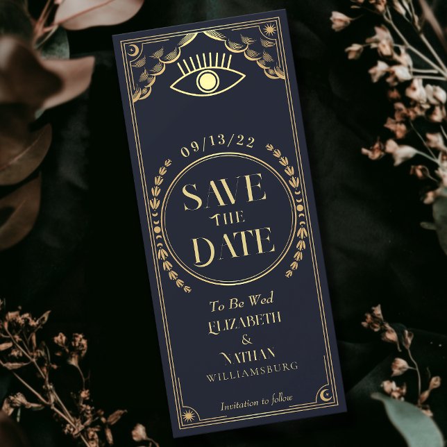 Vintage Guld Mystical Tarot Card Spara datum Inbjudningar (Skapare uppladdad)