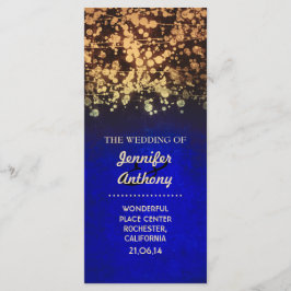 vintage guld och blå bröllopsprogram program