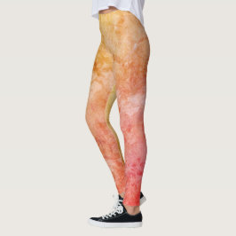 Vintage Guld och Coral Rainbow Design Leggings