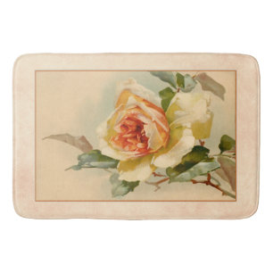 Vintage Guld och Coral Ro Badrumsmatta