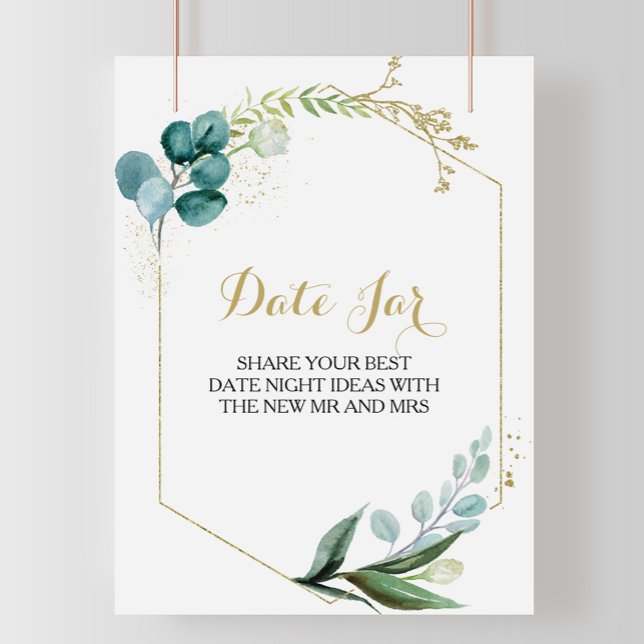 Vintage Guld och Grönt Eucalyptus Datum Burk Poster (Skapare uppladdad)