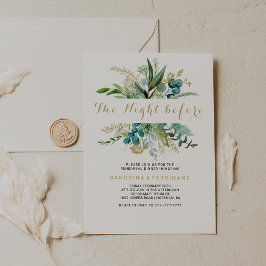 Vintage Guld och Grönt Eucalyptus Natten före Inbjudningar