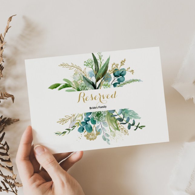 Vintage Guld och Grönt Eucalyptus Reserved Sign (Skapare uppladdad)